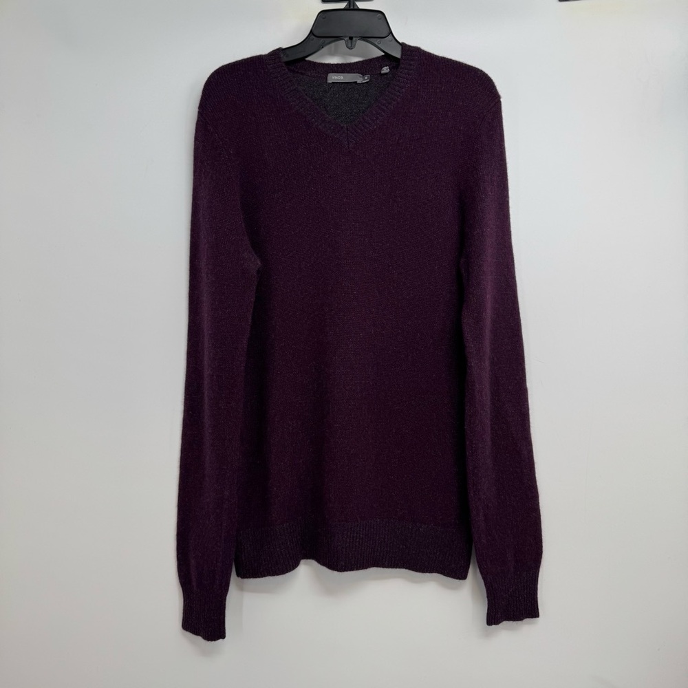 Vince Men's M Sweater Purple Cashmere V-Neck Pullover